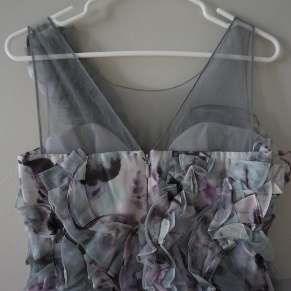 NWTBCBG Eva Silk Organza Ruffle Petal Dress 4 GRAY - Picture 5 of 7